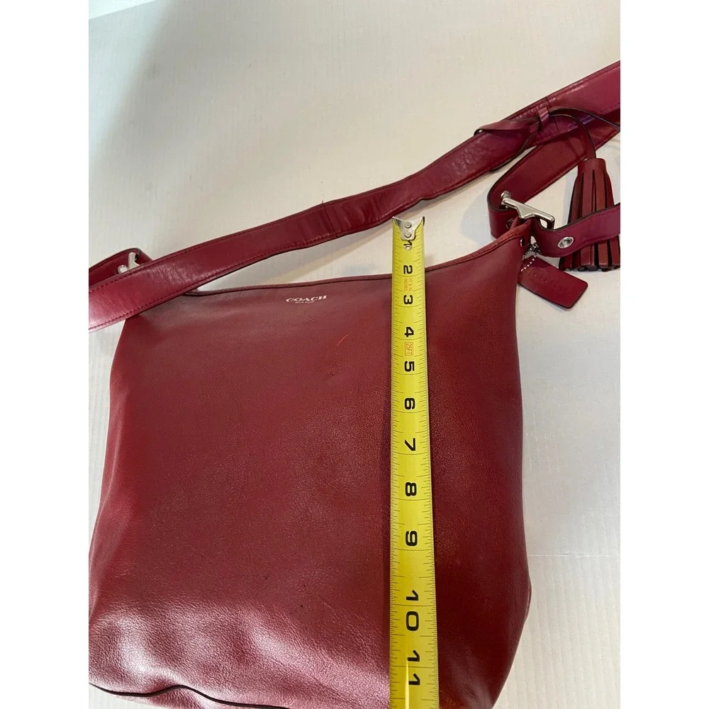 COACH New York Red Leather Shoulder Bag with Tassel‎ Accent